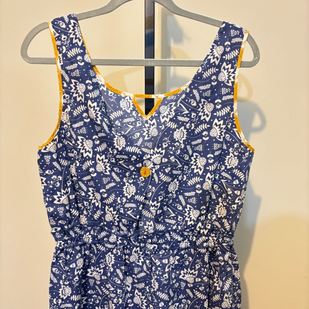 Matilda Jane Blue Ridge Sleeveless Button Back Drawstring Ruffle Dress - Picture 10 of 12